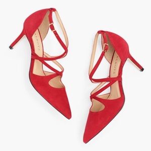 Talbots Erica Strappy Pumps Red Cross-Strap Heels Sz 7.5